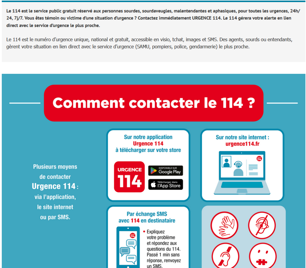Comment contacter le 114